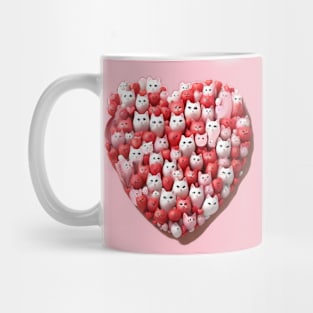 Red and white kittens in a valentines heart Mug